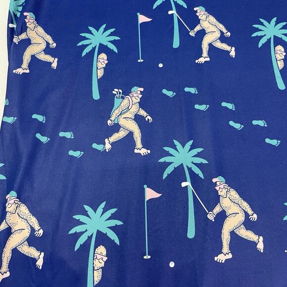 TIPSY ELVES “BIGFOOT BOGEY” GOLF POLO SHIRT Men's Size Large Blue EUC - Picture 3 of 7